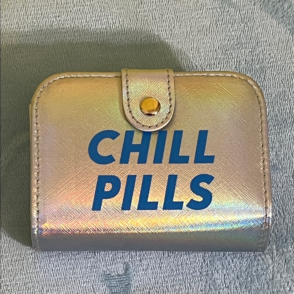 Holographic Chill Pills Wallet Organizer | Pill Case Holder | Iridescent,flawed